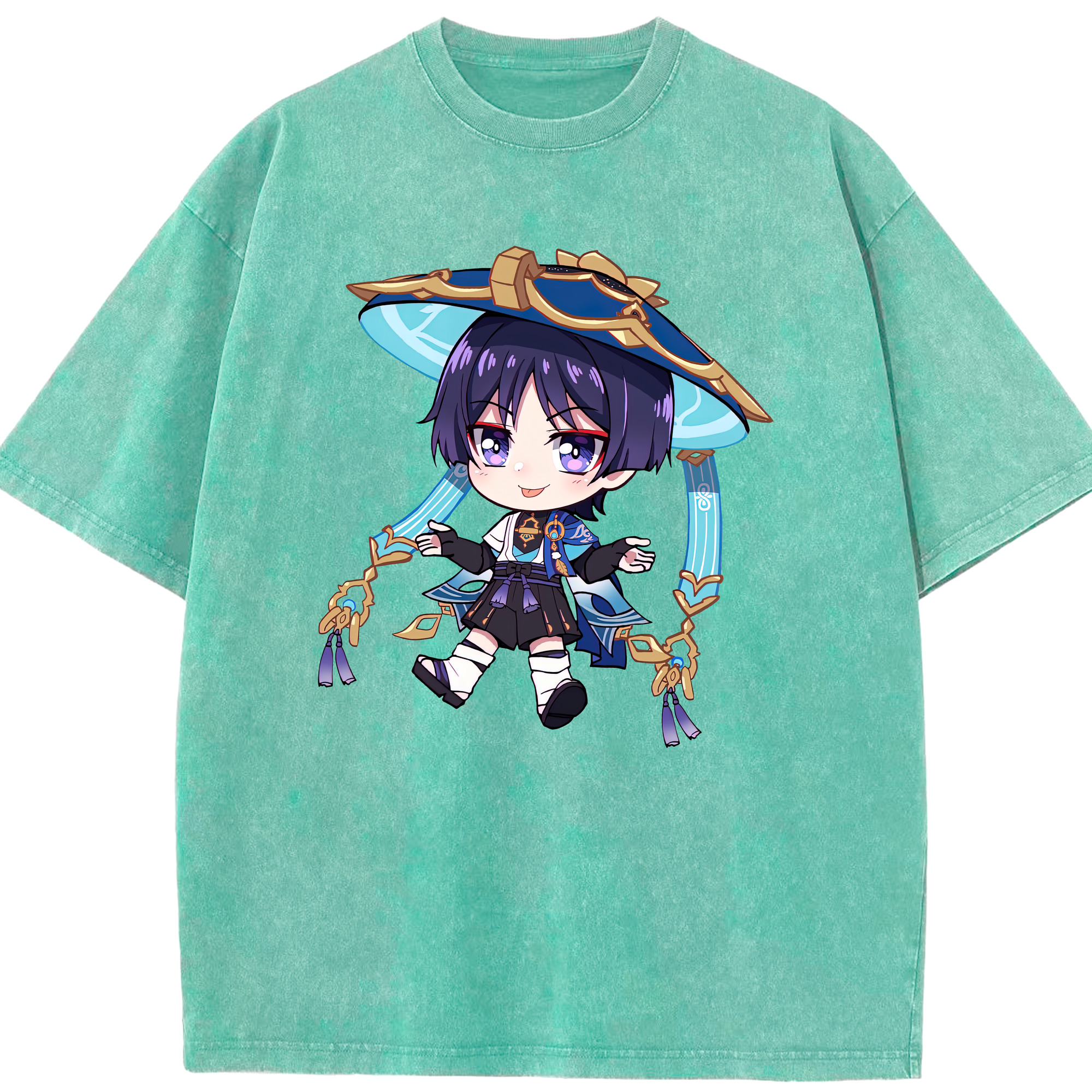 げんし神 さんペい genshin Sanpei 綿100% ヴィンテージ風 半袖Tシャツ（フロントプリント）
